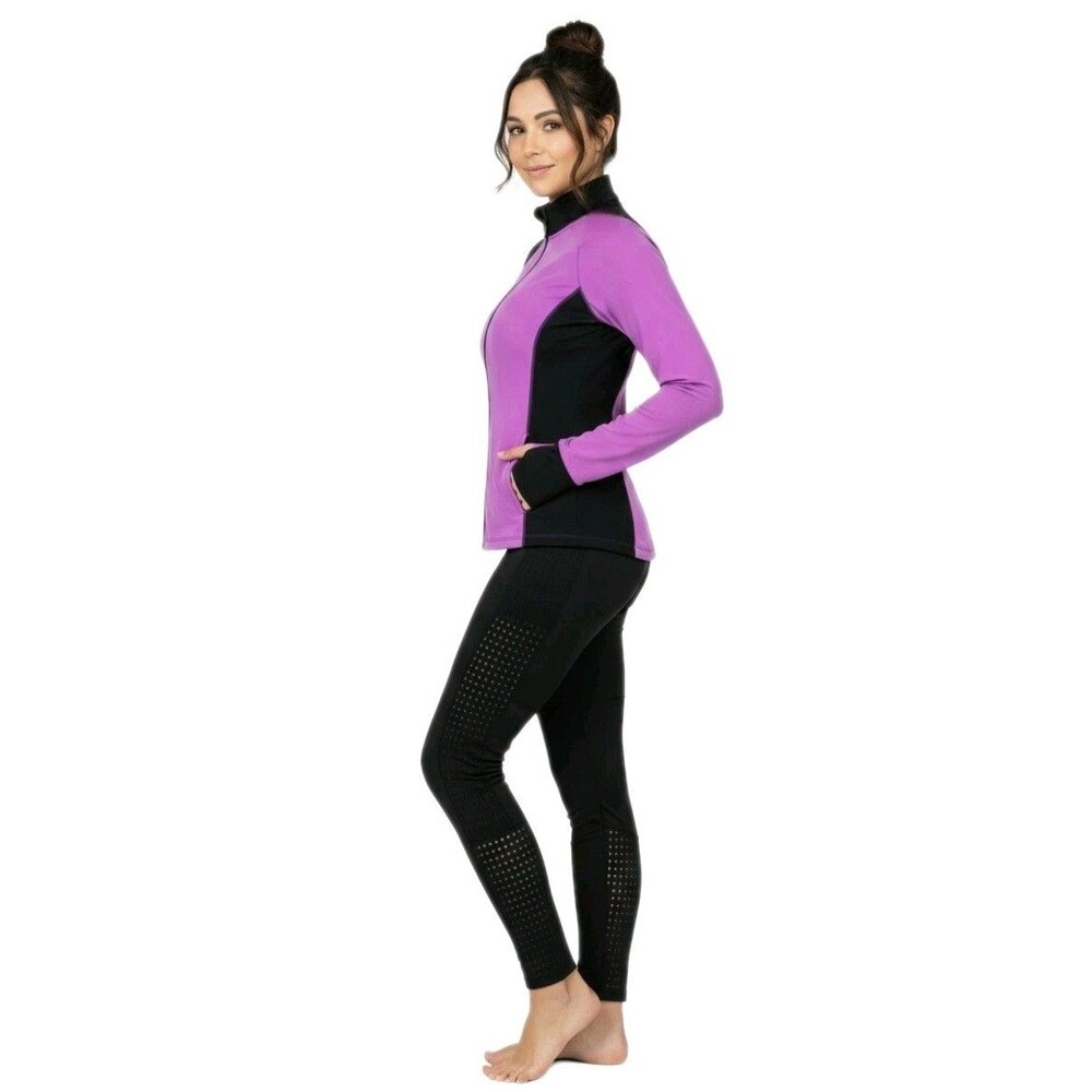 Funky Diva Women's Dancetech Side Mesh Leggings & Athletic Jacket Set Purple - Picture 11 of 14